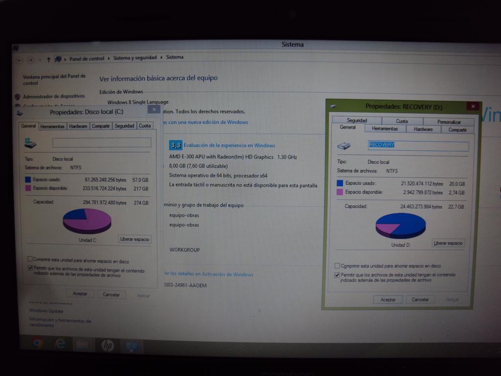 Foto 2 de Notebook Marca Compaq Modelo Cq45 Procesador Amd-E300-1.30ghz Memoria Ram 8 Gb Disco Duro 300 Gb Acc Estuche Chenson