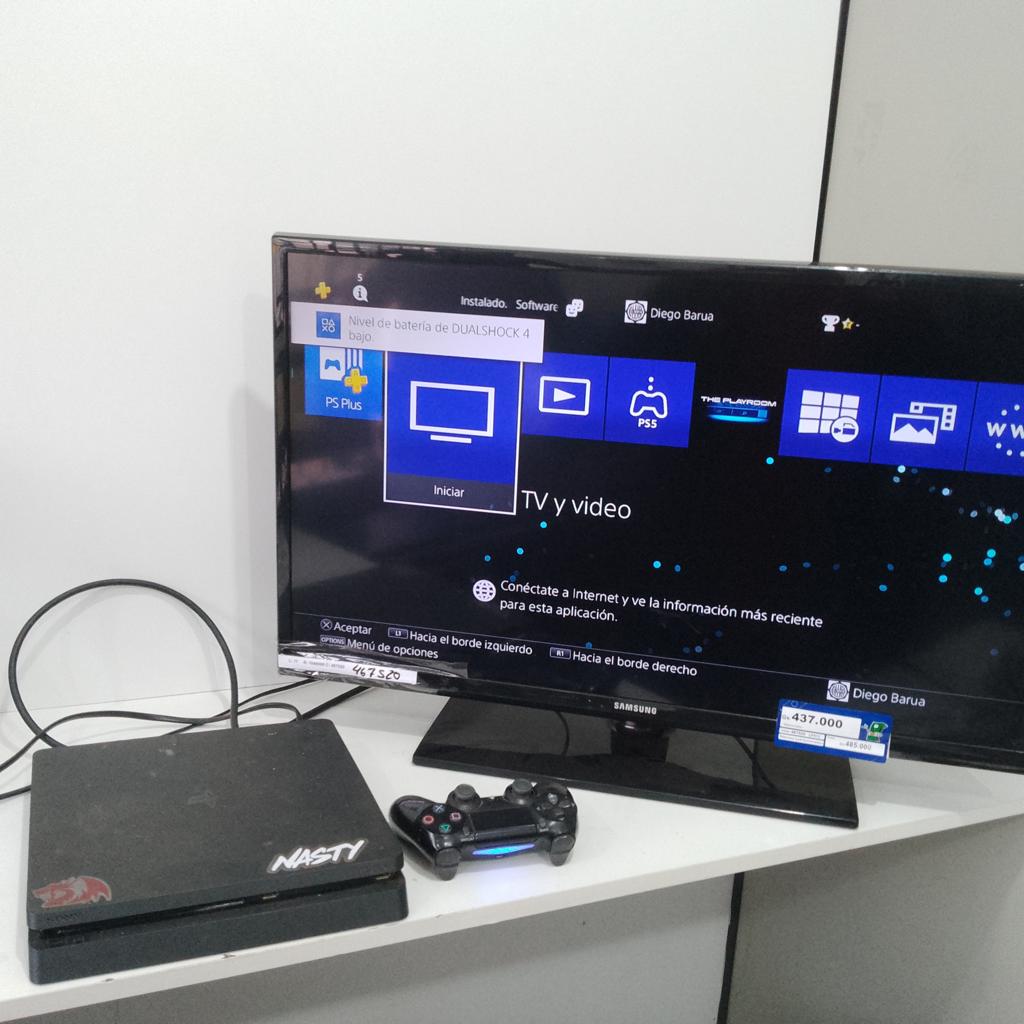 Juego Electronico Ps4 Marca Sony Modelo Slim (Cuh-2235b) Disco Duro 1.000 Gb Con Control Sin Caja Usado En Buen Estado Acc 1 Cable Hdmi1 Cable Cte1 Control Negro