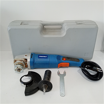 Pulidora Marca Profield Modelo Angle Grinder Tamaño 115 Usado En Buen Estado Acc ProtectorManijaLlaveEstuche Rigido Gris