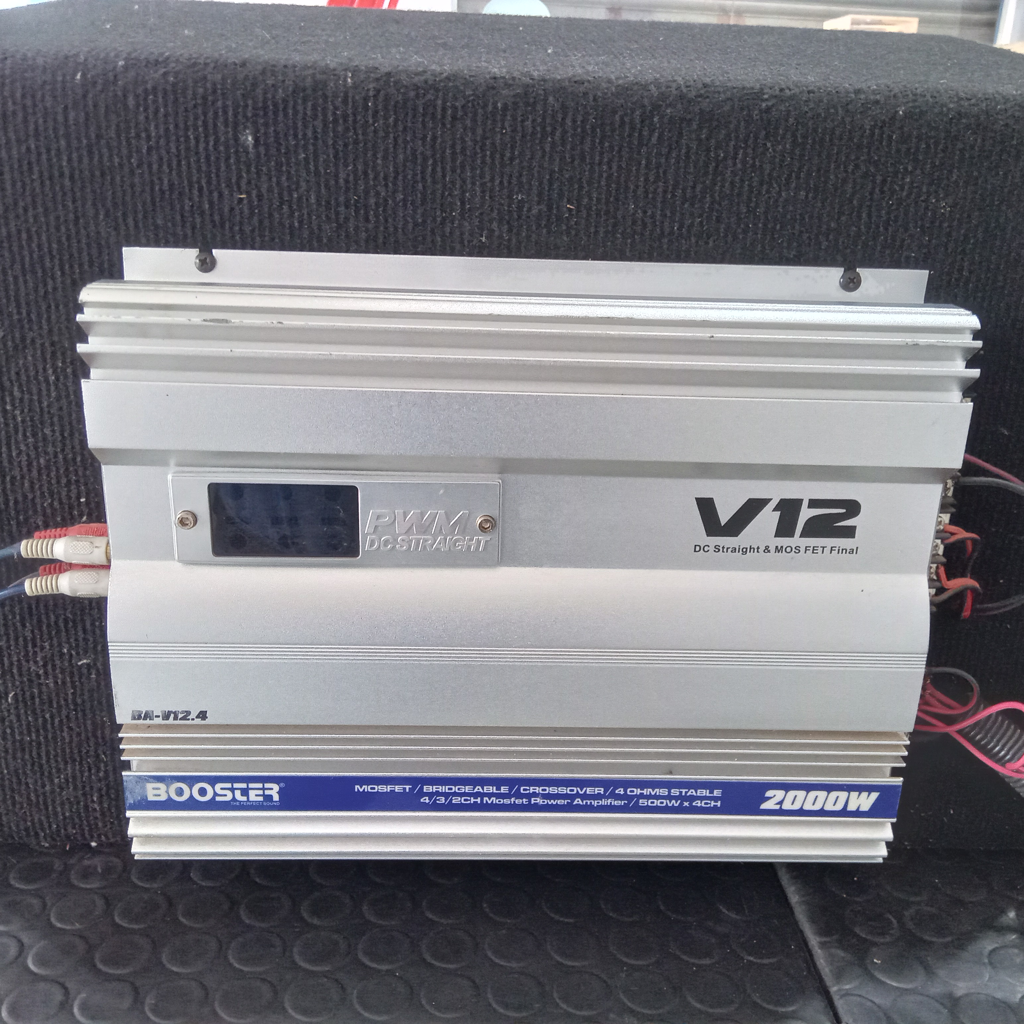 Amplificador De Sonido P/ Automovil Marca Booster Modelo Ba-V12.4 Usado En Buen Estado Acc Con Ficha De Conexion