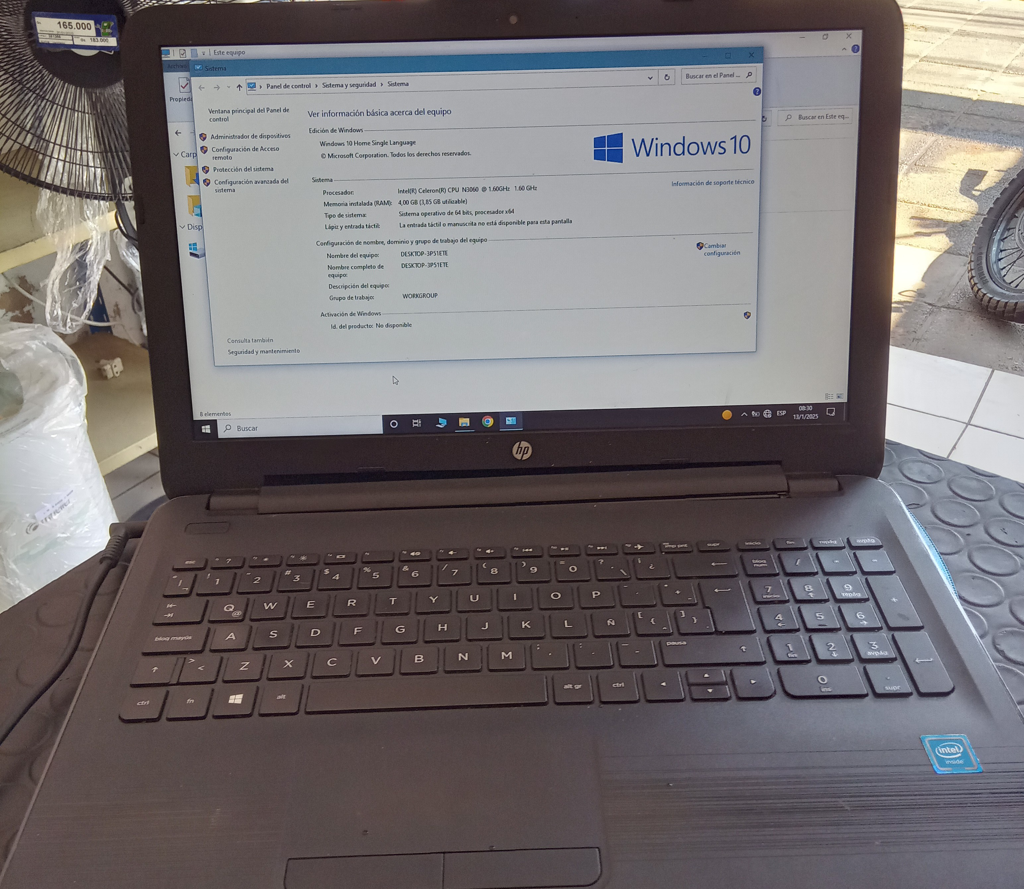 Notebook Marca Hp Modelo Hp250g5 Procesador Celeron N3060 Memoria Ram 4 Gb Disco Duro 250 Gb Generacion 10 Acc Teclado Numerico