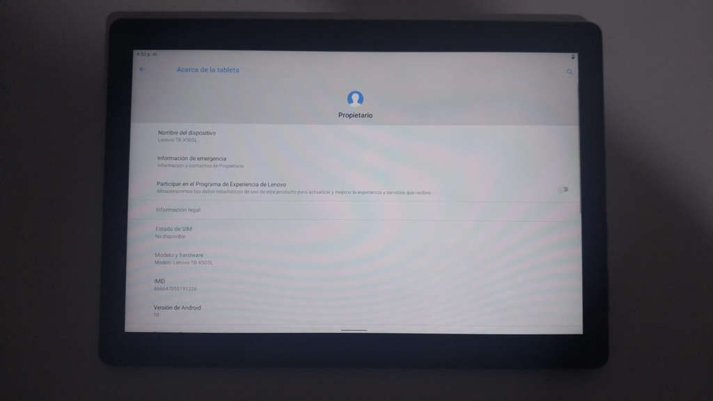 Tablet Marca Lenovo Modelo Tb-505l Usado En Buen Estado Con No Tiene Acc No Tiene