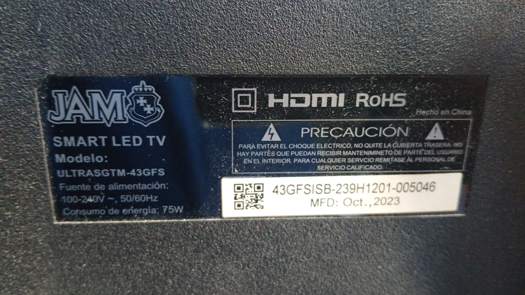 Foto 3 de Televisor Led Smart De 43 '' Marca Jam Modelo Jam43jgsm Con Control Usado En Buen Estado Acc No Tiene
