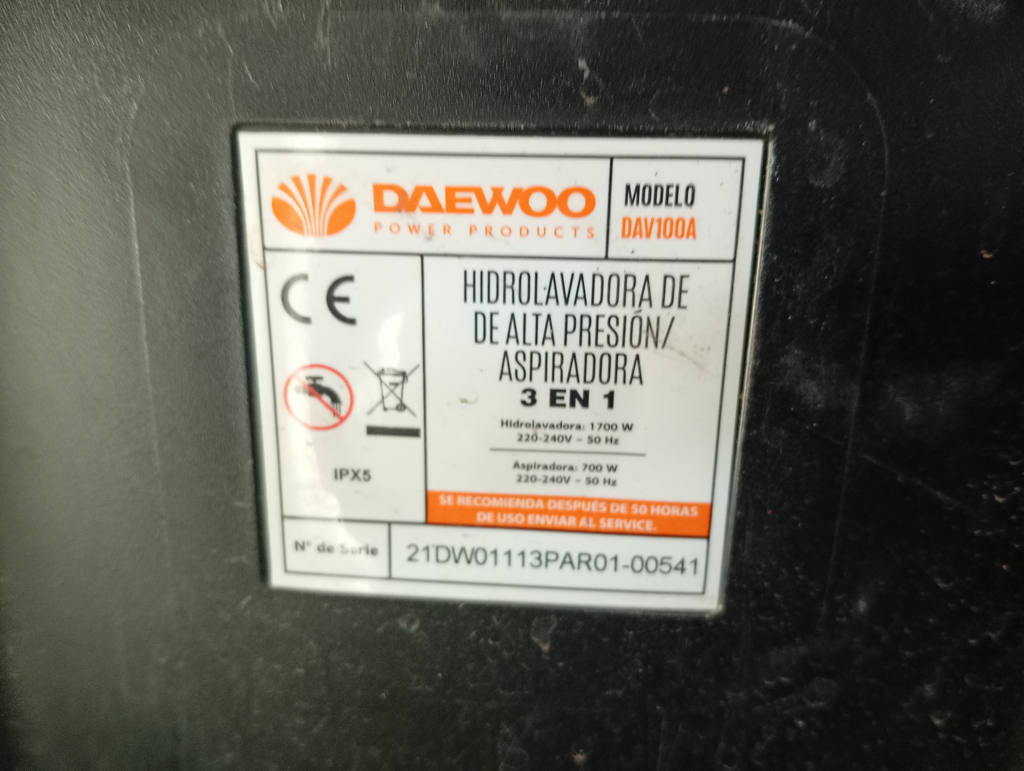 Foto 3 de Hidro Lavadora Marca Daewoo Modelo Dav100a Usado En Buen Estado Acc Manguera PistolaBoquilla