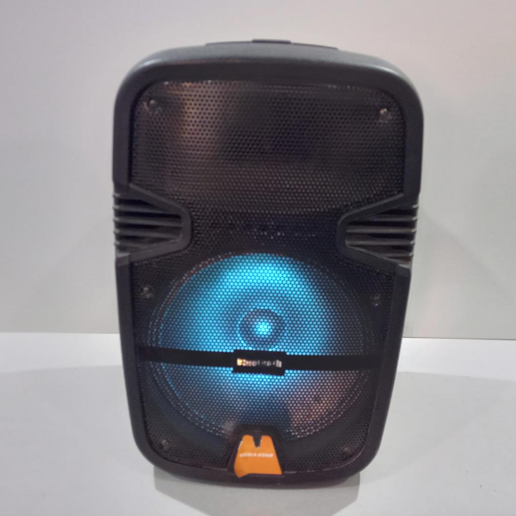 Caja De Sonido Amplificada Marca Mega Star Modelo 12inch Sin Control Usado Con Desgaste Acc CargadorRueditas