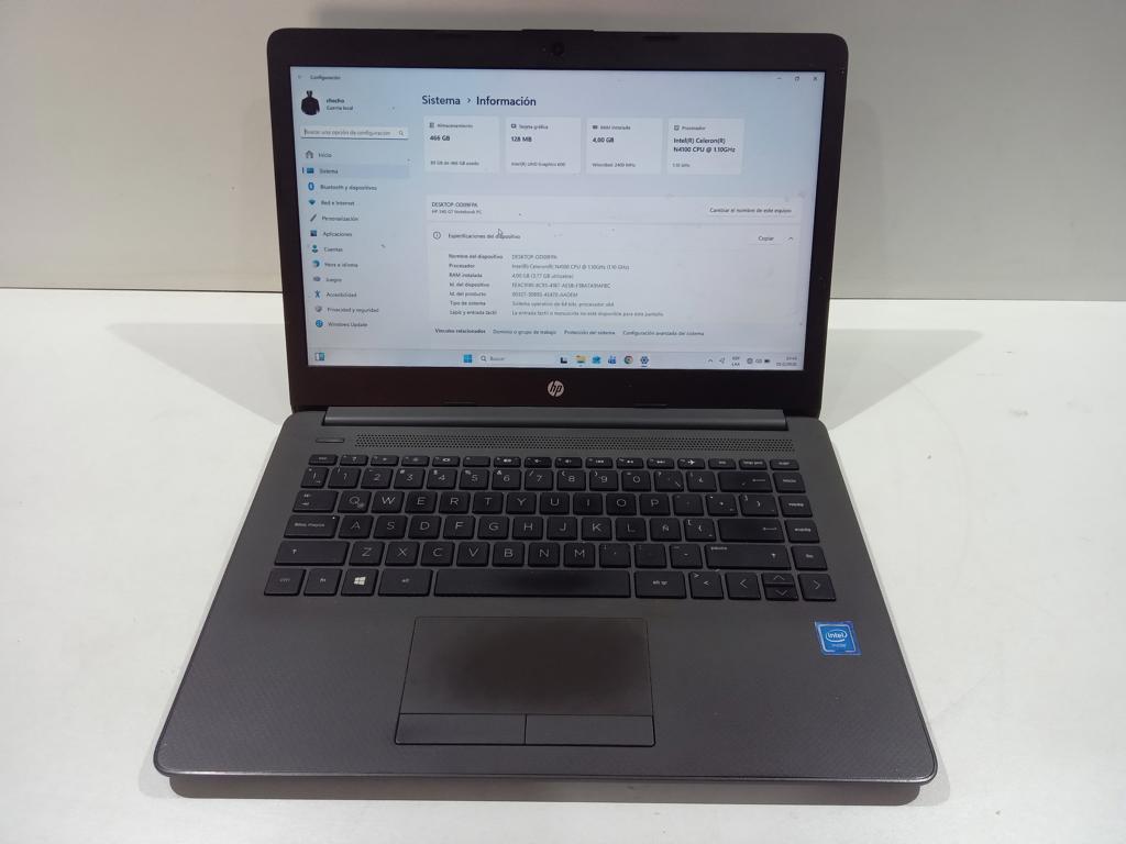 Notebook Marca Hp Modelo Rtle723de Procesador Celeron Memoria Ram 4 Gb Disco Duro 464 Gb Generacion 4 Acc Cargador