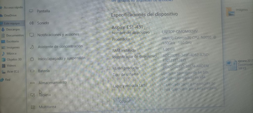 Foto 2 de Notebook Marca Acer Modelo N15q5 Procesador Celeron Memoria Ram 4 Gb Disco Duro 500 Gb Acc Estuche