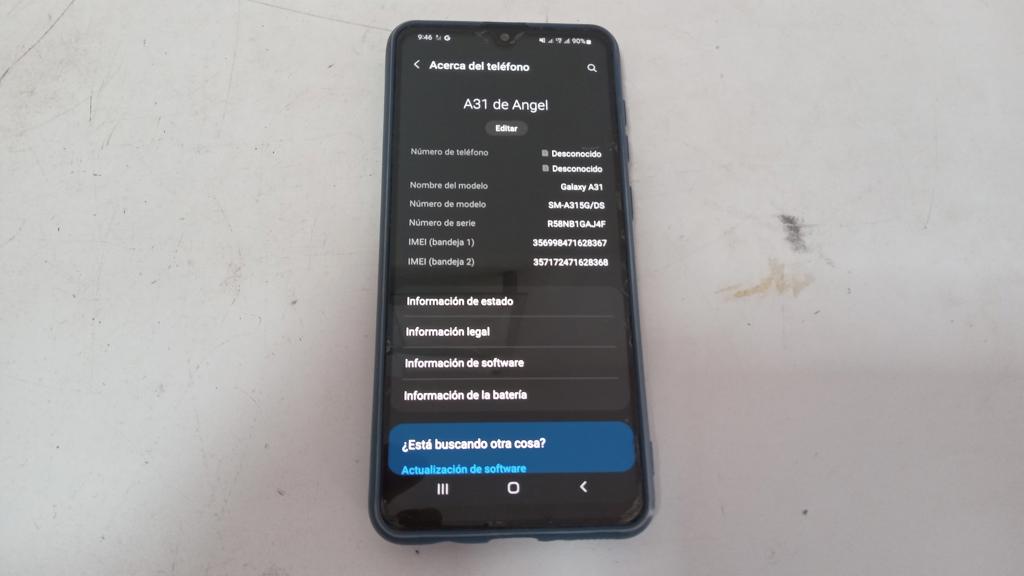 Celular Marca Samsung Modelo A31 Memoria Ram 4 Gb Almacenamiento Interno 128 Gb Acc Estuche De Goma