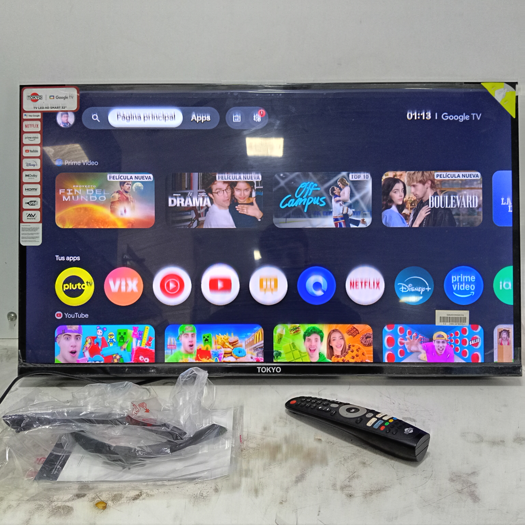 Televisor Led Smart De 32 '' Marca Tokyo Modelo Tvtokhf32gtv Con Control Usado En Buen Estado Acc 2 Patitas Control Con PilasCable Power