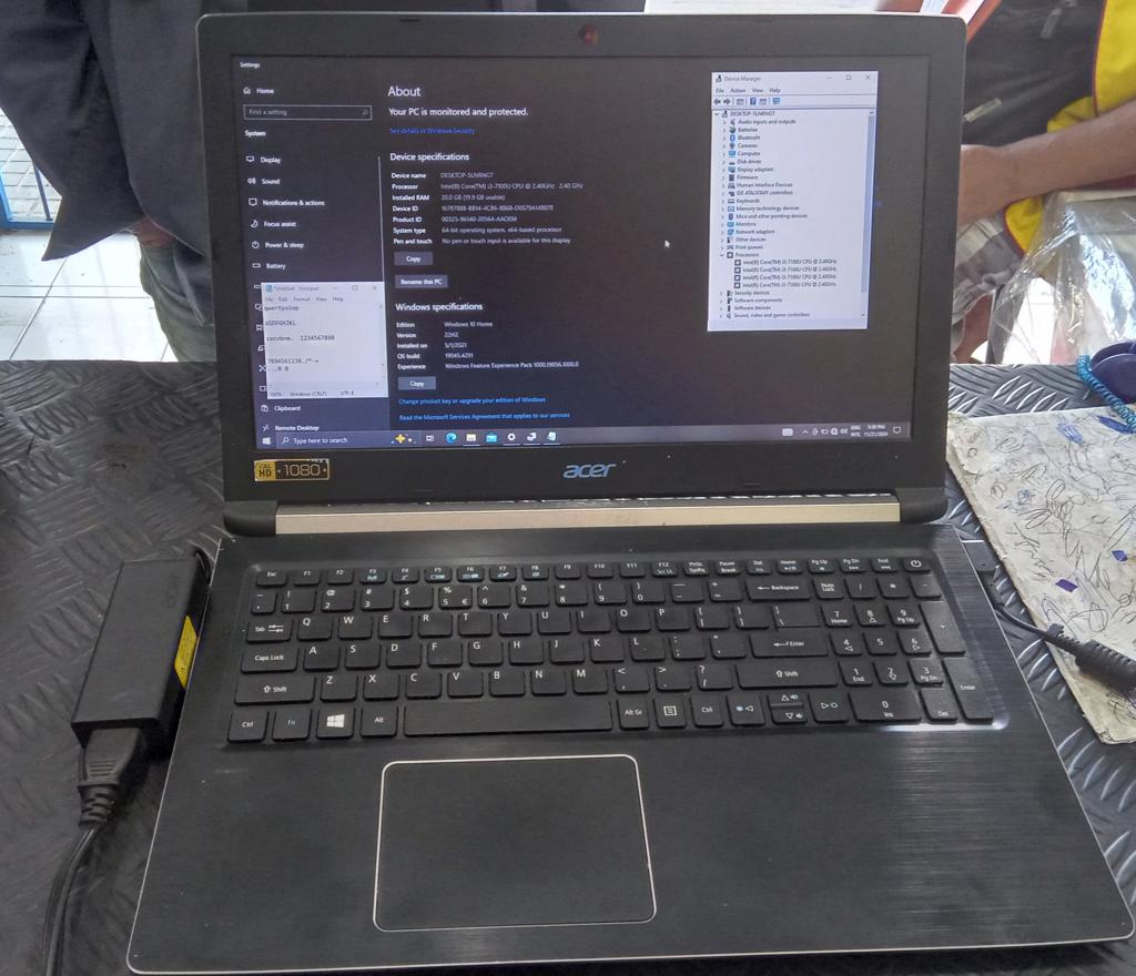Notebook Marca Acer Modelo Nxgp4aa002724002c63400 Procesador Core I3 Memoria Ram 20 Gb Disco Duro 1.500 Gb Generacion 7 Acc WebcamWifiHdmiTclado Numerico