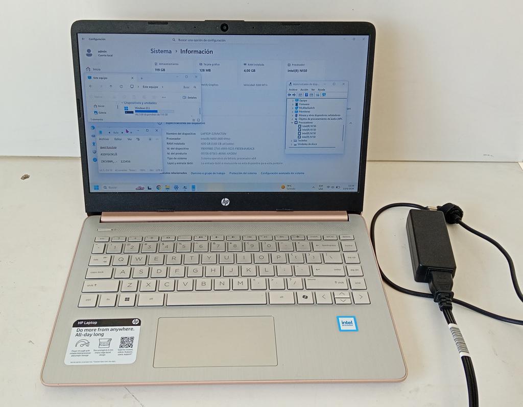 Notebook Marca Hp Modelo 14-Dq6015dx Procesador Intel N150 Memoria Ram 4 Gb Disco Duro 160 Gb Generacion 150 Acc WebcamWifiHdmiPuerto Tipo C