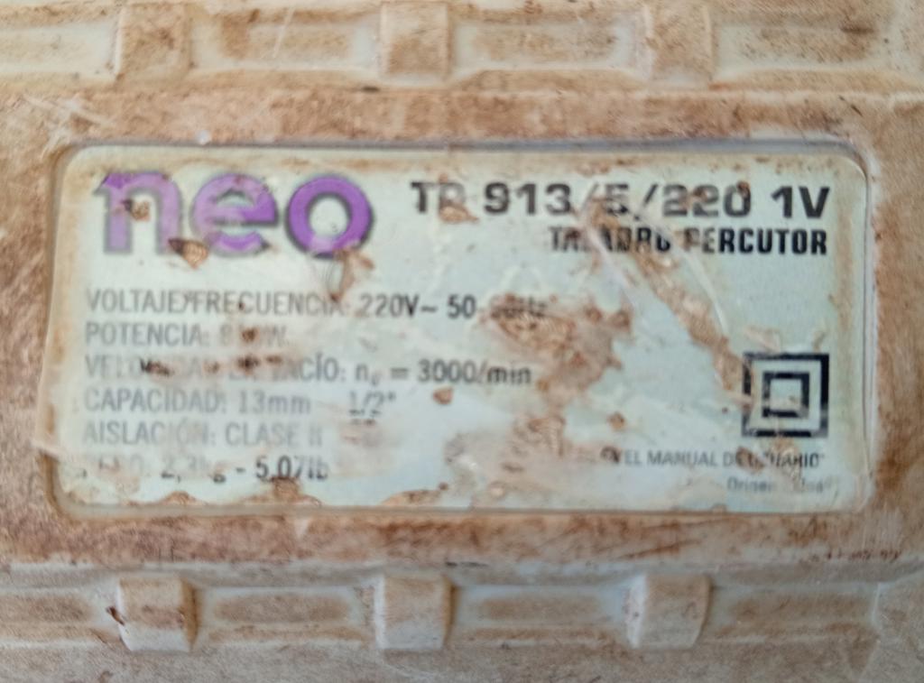 Foto 3 de Taladro Marca Neo Modelo Tb913/5/220 Usado En Buen Estado Acc C/ PercutorRetrocesoRegulador De Rpm