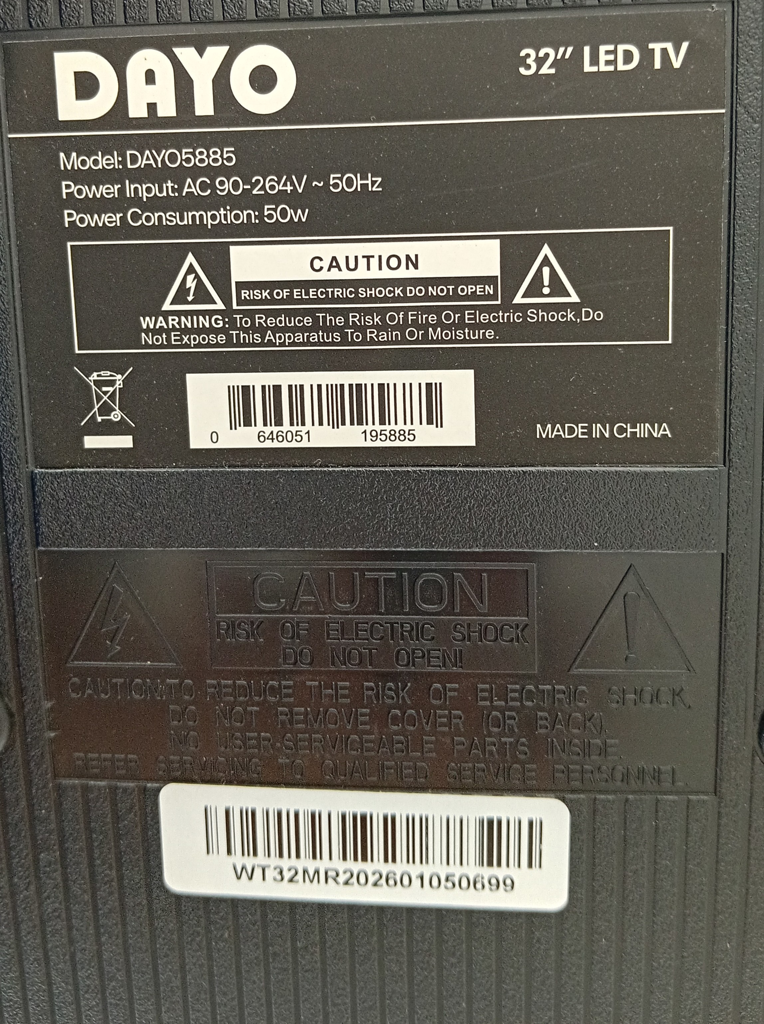 Foto 3 de Televisor Led Smart De 32 '' Marca Dayo Modelo Dayo5885 Con Control Usado En Buen Estado Acc No Tiene