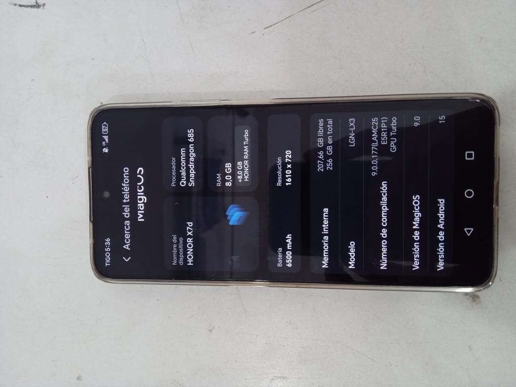 Celular Marca Honor X7d Modelo Lg-Lx3 Memoria Ram 8 Gb Almacenamiento Interno 256 Gb Acc Lamina Protector