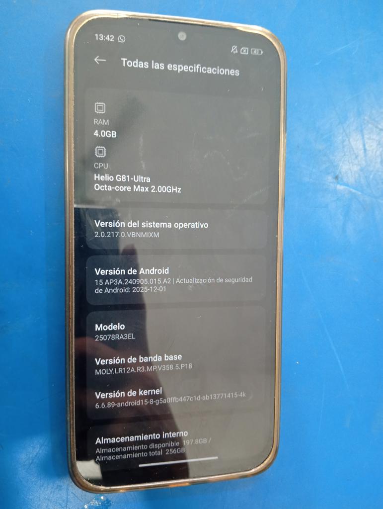 Celular Marca Xiami Redmi 15c Modelo 25078ra3el Memoria Ram 4 Gb Almacenamiento Interno 256 Gb Acc Protector De Siliciona