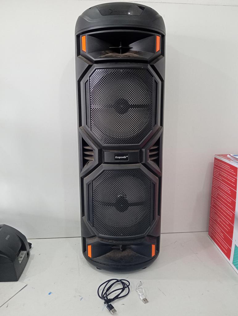 Parlante Portatil Marca Ecopower Modelo Ep-1952 Usado En Buen Estado Con Cable Usb Acc Rueditas