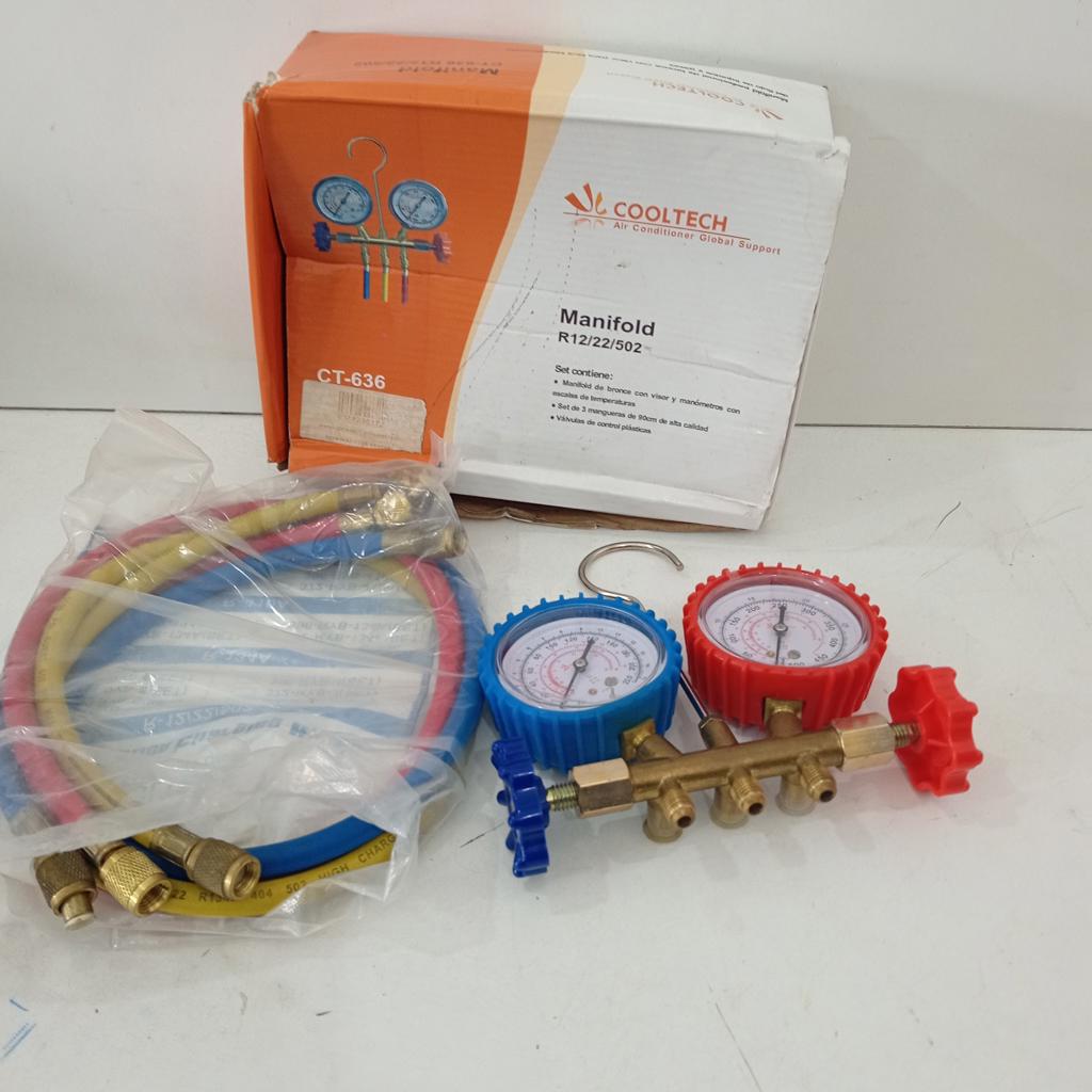 Manometro Para Refrigeracion Marca Cooltech Modelo Ct-636 Usado En Buen Estado Acc 3 Manguera 2 Manometros En CajaNuevo Sin Uso