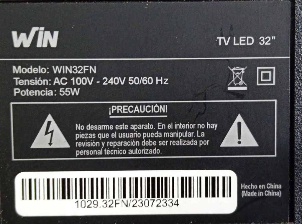 Foto 3 de Televisor Led Convencional De 32 '' Marca Win Modelo Win32fn Usado En Buen Estado Con Control Sin Caja Acc PatitasCable Power