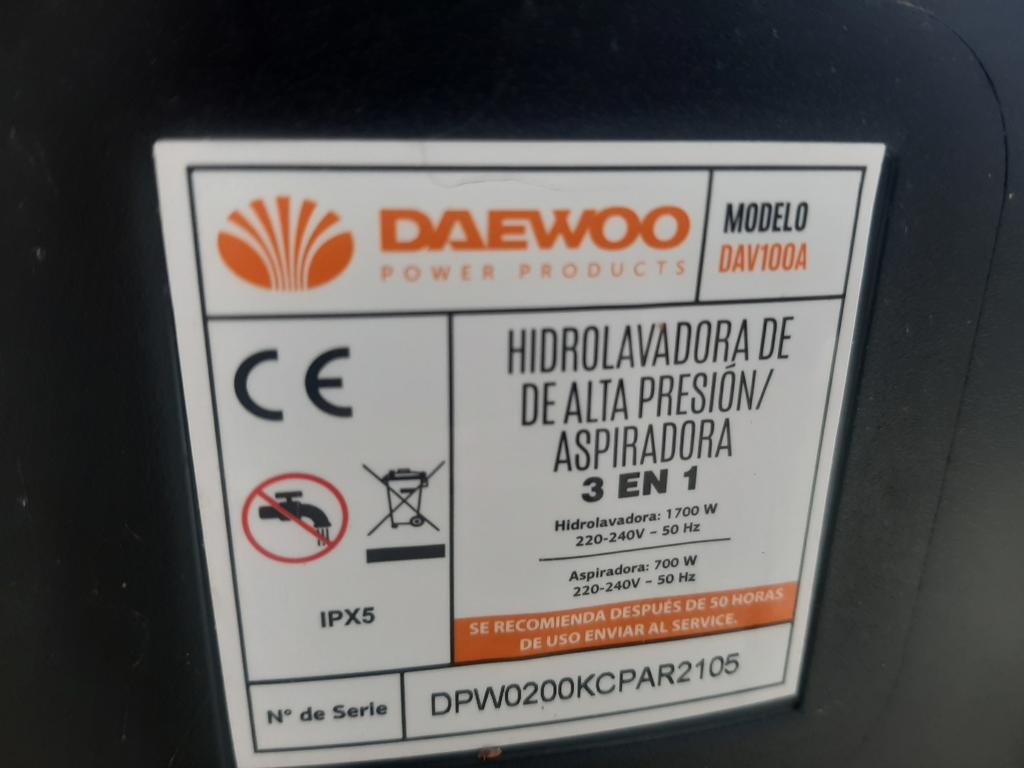 Lava Aspiradora Marca Daewoo Modelo Dav100a Acc PistolaManguera De Hidro Y Aspiradora Tres Picos De Hidro Manual
