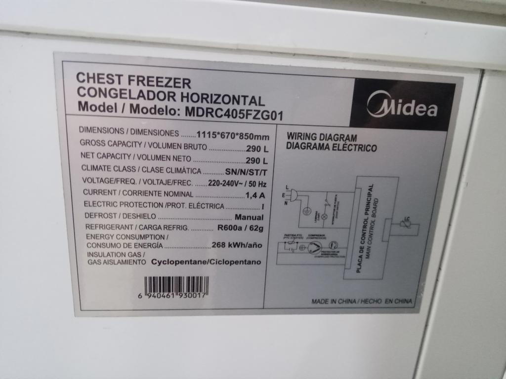 Congeladora / Frezzer Marca Midea Litros 300 Modelo Fzg01 Usado En Buen Estado Acc 3 CanastillasLlave