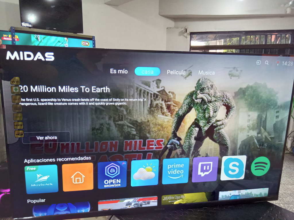 Televisor Led Smart De 43 '' Marca Midas Modelo Md-Smtv43a Con Control Usado En Buen Estado Acc PatitasCable Corriente