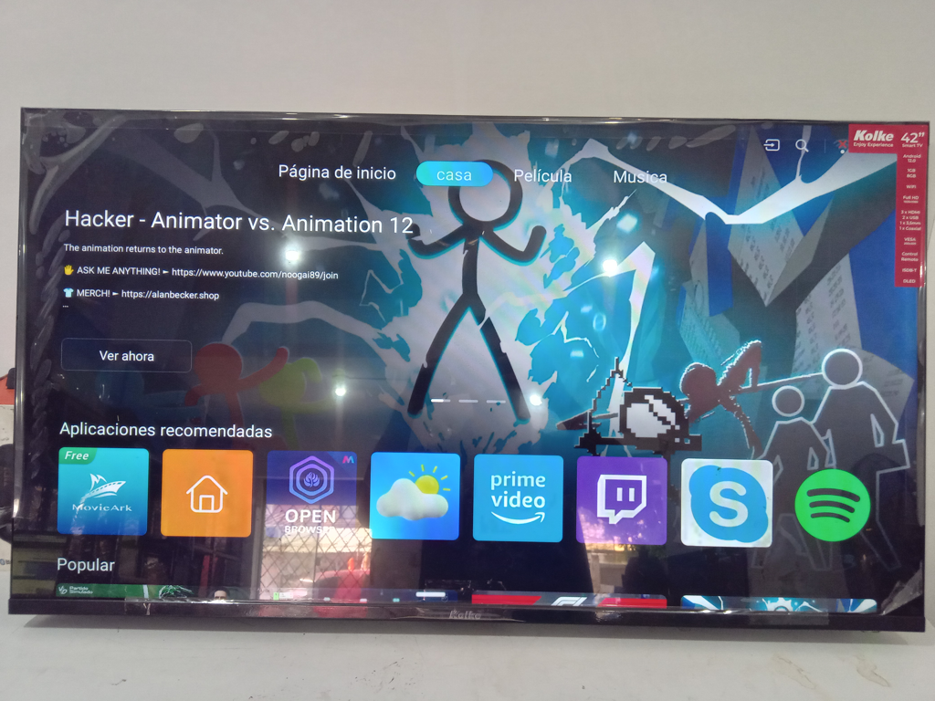Televisor Led Smart De 42 '' Marca Kolke Modelo 42-Smf Sin Control Usado En Buen Estado Acc PatitasCable Corriente