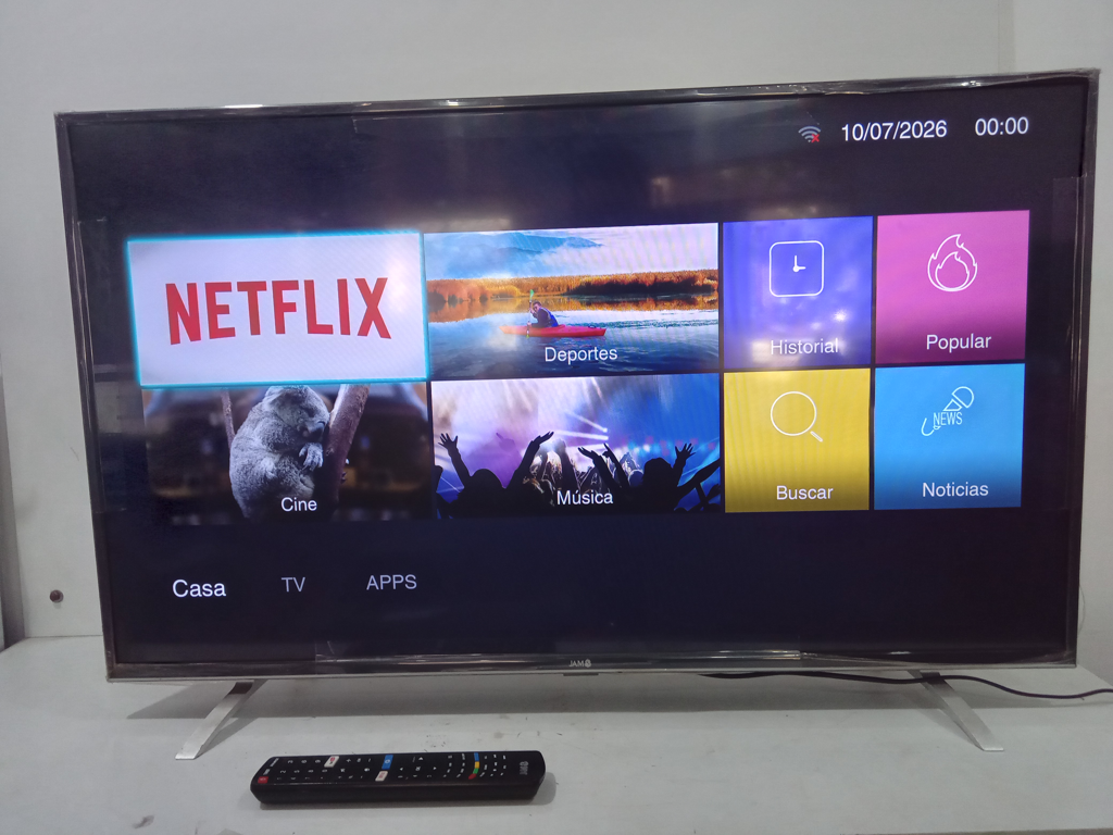 Televisor Led Smart De 43 '' Marca Jam Modelo Ja43fh218s Con Control Usado En Buen Estado Acc Patitas
