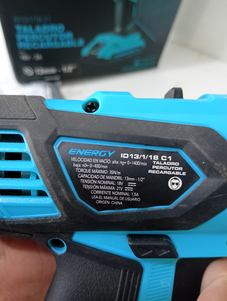 Foto 2 de Taladro Marca Energy Modelo Id13/1/18c1 Acc CargadorManualUna Mecha