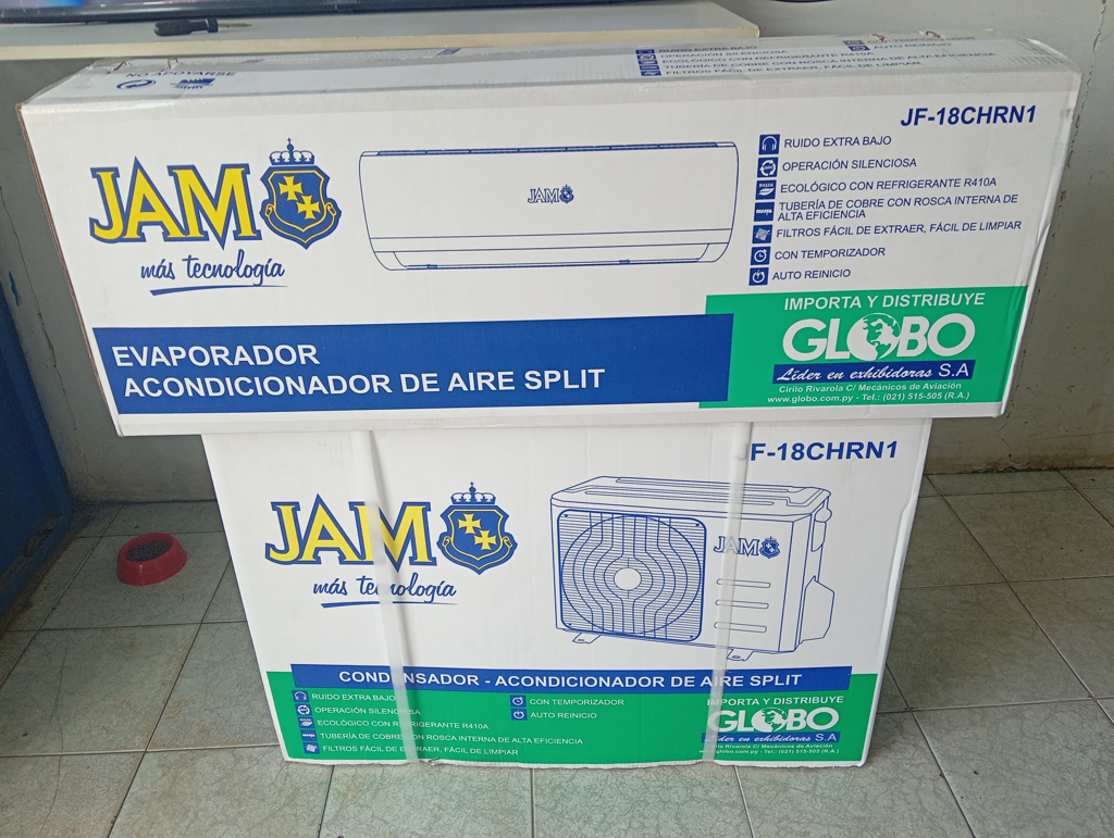Aire Acondicionado Tipo Split Marca Jam Potencia Btu 18.000 Con Kit Instalacion Con Control Modelo Jf-18chrn1 Nuevo Sin Uso Con Caja Acc No Tiene