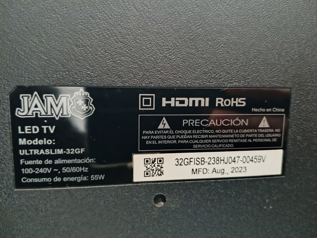 Foto 3 de Televisor Led Convencional De 32 '' Marca Jam. Modelo Ultraslim Usado En Buen Estado Con Control Con Caja Acc 2 Patitas