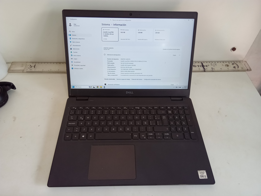Notebook Marca Dell Modelo Latitude3510 Procesador I5 Memoria Ram 16 Gb Disco Duro 238 Gb Generacion 10 Acc Teclado Numerico