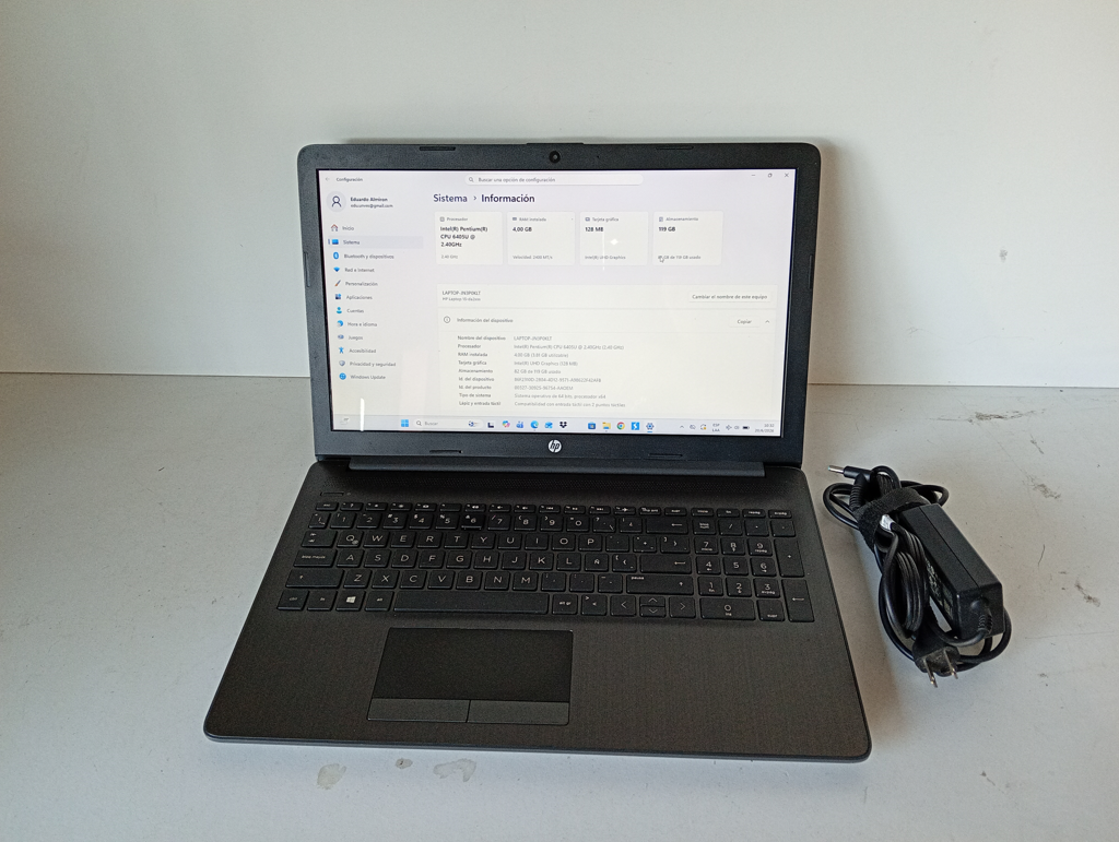Notebook Marca Hp Modelo 15-Da2033la Procesador Intel Pentium Memoria Ram 4 Gb Disco Duro 118 Gb Generacion No Tiene Acc Teclado Numérico