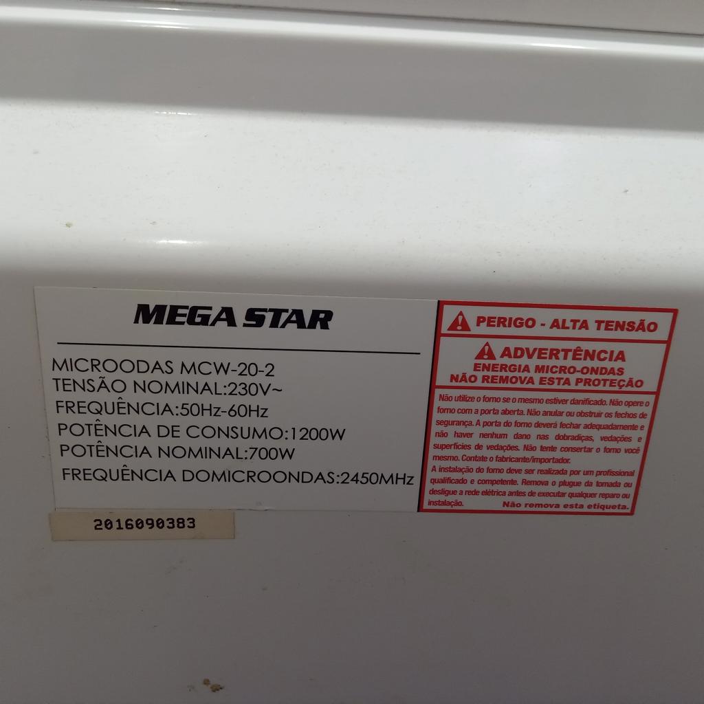 Microondas Marca Mega Star Modelo Mcw-20-2 Usado Con Desgaste Acc Plato