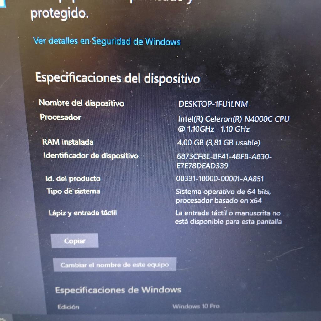 Foto 3 de Notebook Marca Acer Modelo Aspire N19h1 Procesador Celeron N4000c Memoria Ram 4 Gb Disco Duro 465 Gb Generacion 4 Acc Cargador