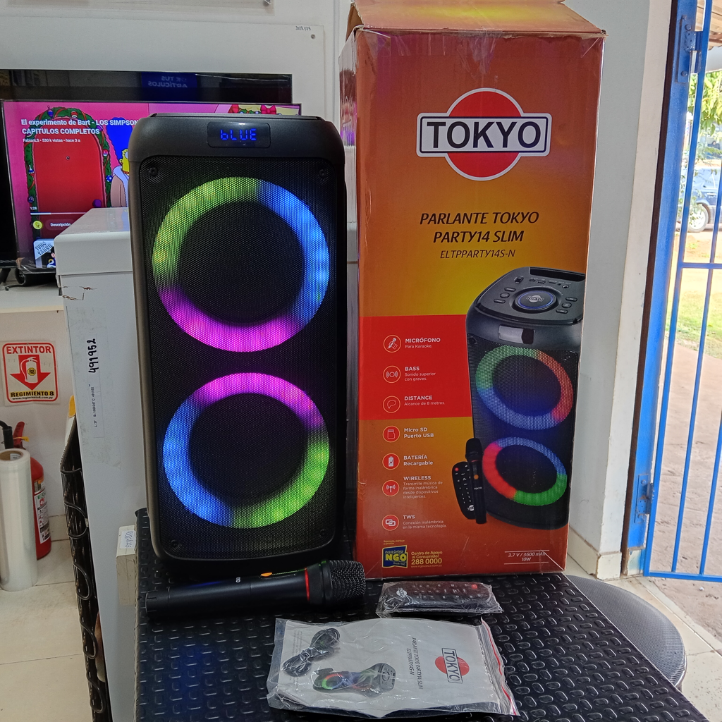 Caja De Sonido Amplificada Marca Tokyo Modelo Eltpparty14s-N Con Control Usado En Buen Estado Acc MicrofonoCable Usb