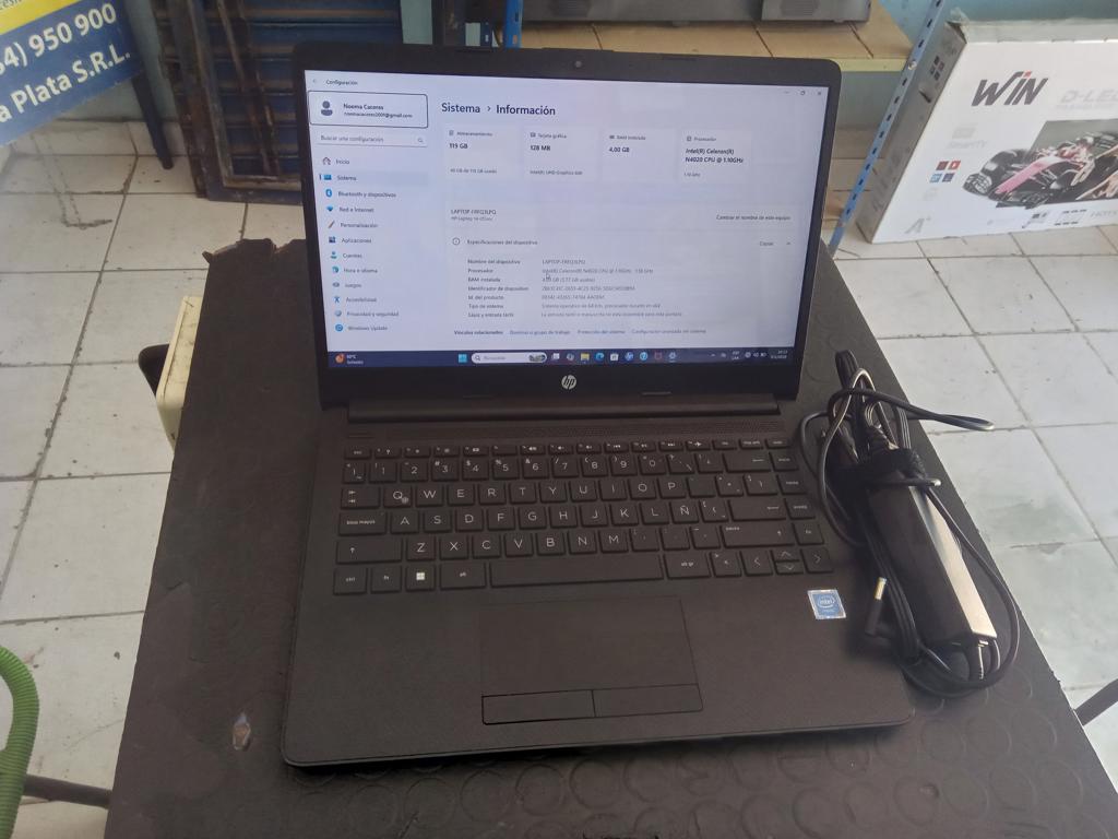 Notebook Marca Hp Modelo 14-Cf2531la Procesador Celeron Memoria Ram 4 Gb Disco Duro 118 Gb Generacion No Tiene Acc Cargador