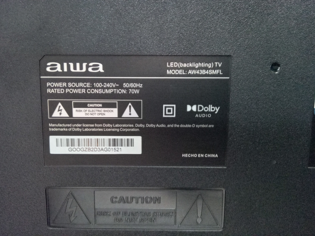 Foto 3 de Televisor Led Smart De 43 '' Marca Aiwa Modelo Aw43b4smfl Con Control Usado En Buen Estado Acc Con Patitas