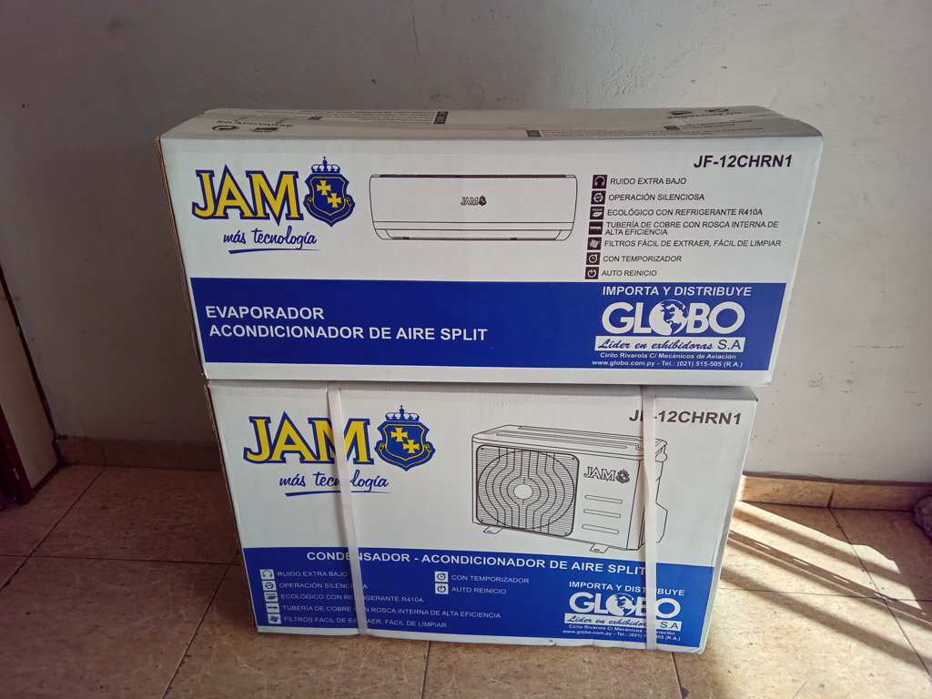 Aire Acondicionado Tipo Split Marca Jam Potencia Btu 12.000 Con Kit Instalacion Con Control Modelo Jf-12chrn1 Nuevo Sin Uso Con Caja Acc Kit Completo De Instalacion