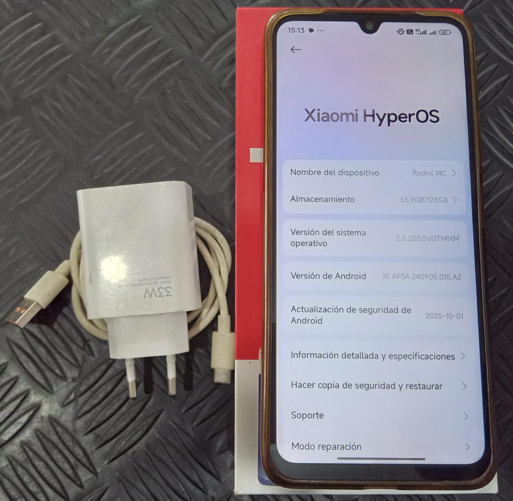 Celular Marca Xiaomi Modelo Redmi 14c Memoria Ram 4 Gb Almacenamiento Interno 128 Gb Acc Cargador C/ Cable UsbProtector De SiliconaEn Caja