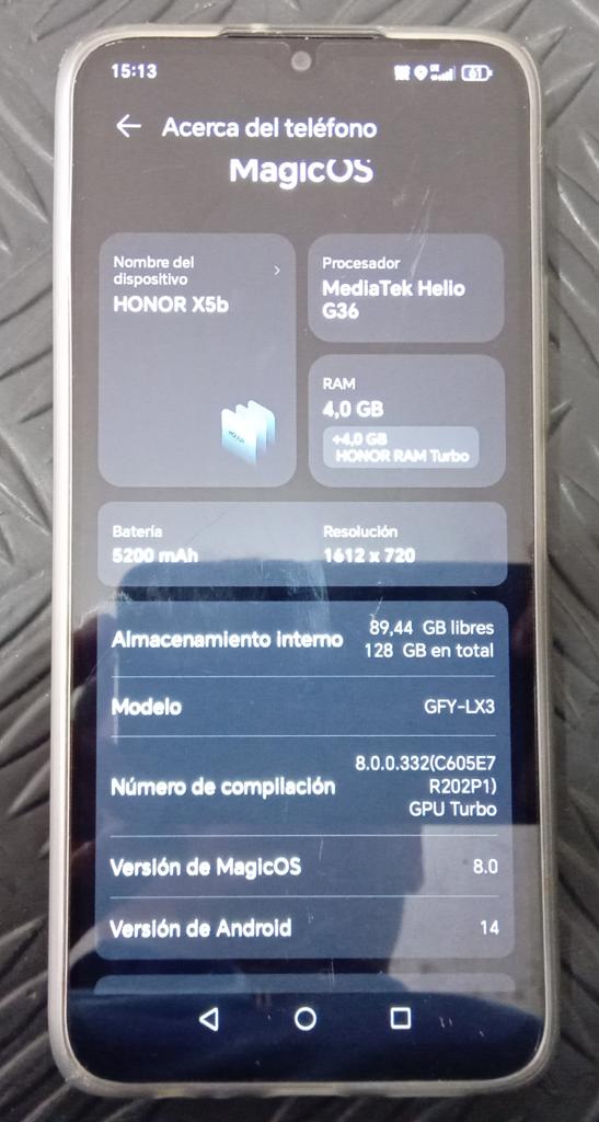 Celular Marca Honor Modelo X5b Memoria Ram 4 Gb Almacenamiento Interno 128 Gb Acc Protector De De Silicona
