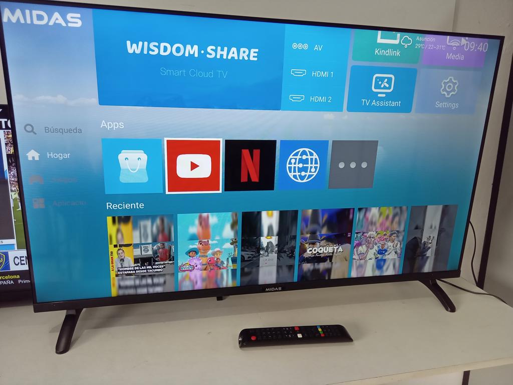 Televisor Led Smart De 43 '' Marca Midas Modelo Md-Smtv43a Con Control Usado En Buen Estado Acc Con 2 Patitas