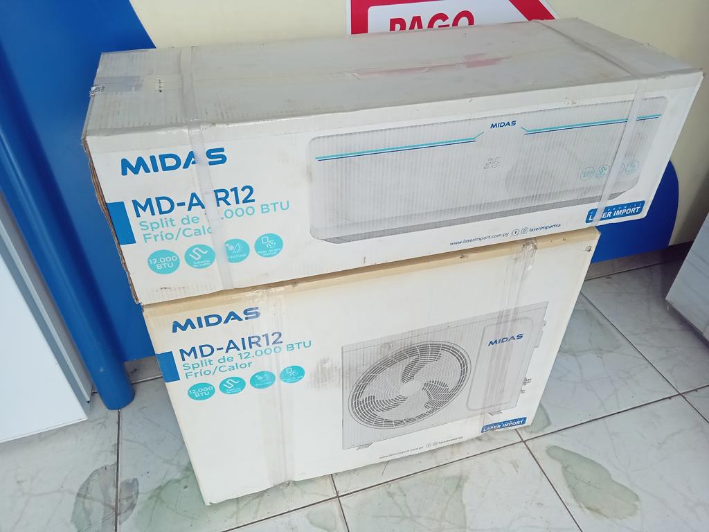 Aire Acondicionado Tipo Split Marca Midas Potencia Btu 12.000 Con Kit Instalacion Con Control Modelo Md-Air12 Nuevo Sin Uso Con Caja Acc Con Todos Sus Accesorios