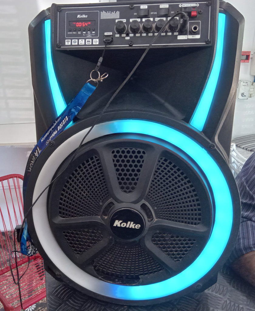 Caja De Sonido Amplificada Marca Kplke Modelo Sin Control Usado Con Desgaste Acc Rueditas