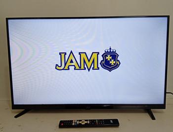 Televisor Led Smart De 32 '' Marca Jam Modelo Ultrasgtm-32gfs Con Control Usado En Buen Estado Acc Con Par De Patitas Y Cable Power