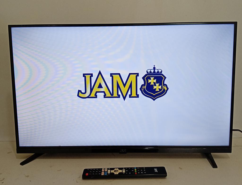 Televisor Led Smart De 32 '' Marca Jam Modelo Ultrasgtm-32gfs Con Control Usado En Buen Estado Acc Con Par De Patitas Y Cable Power