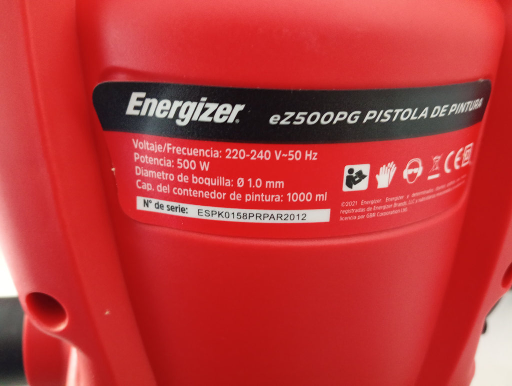 Pulverizador De Pintura Marca Energizer Modelo E Z 500pg Usado En Buen Estado Con No Tiene Acc Pistola Manguera 2 Picos