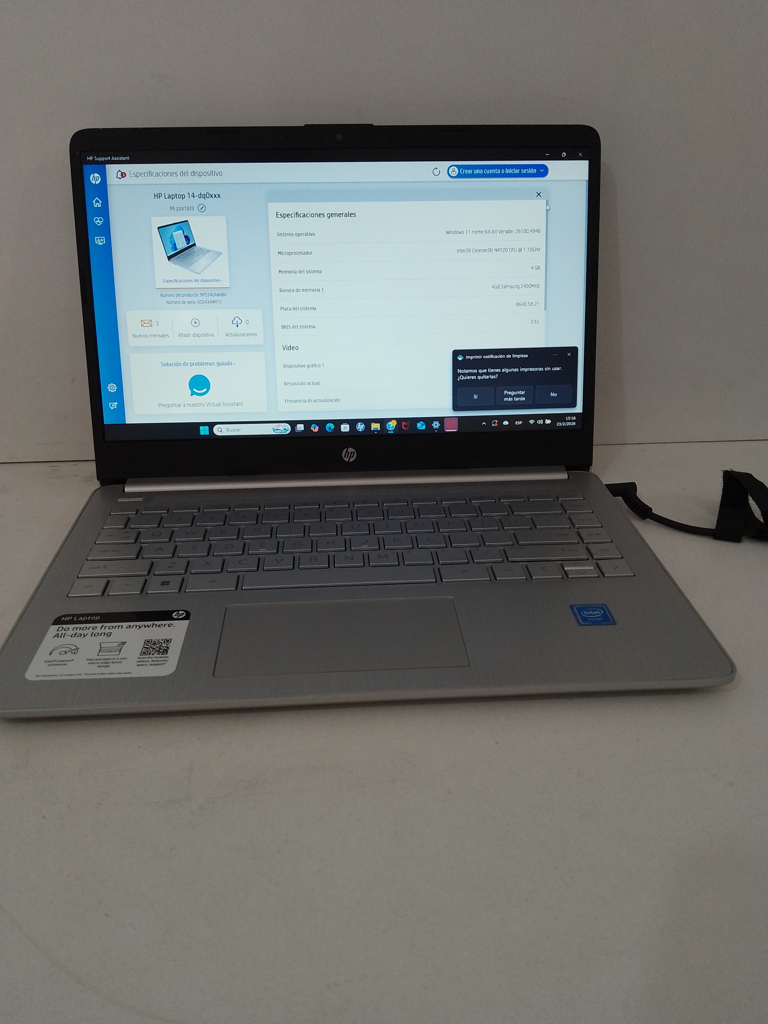 Notebook Marca Hp Modelo Hp Laptop 14-Dq0xxx Procesador Intel Celeron Memoria Ram 4 Gb Disco Duro 116 Gb Generacion 6 Acc Maletin Negro