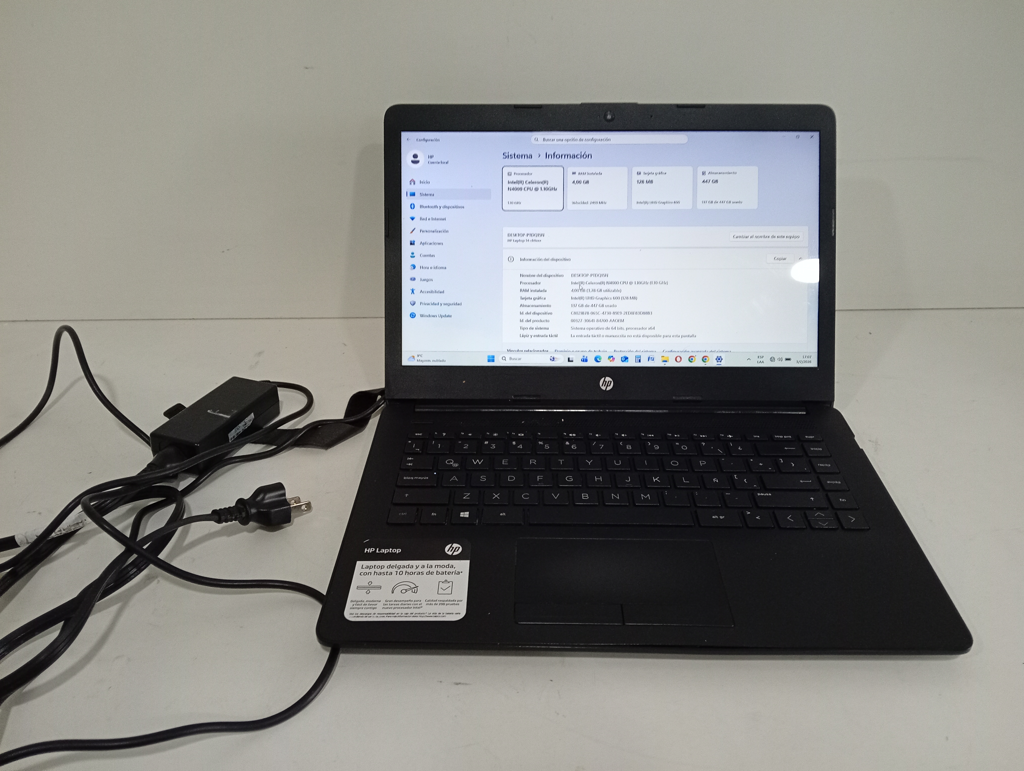 Notebook Marca Hp Modelo 14-Ck0001la Procesador Celeron Memoria Ram 4 Gb Disco Duro 447 Gb Generacion No Tiene Acc No Tiene