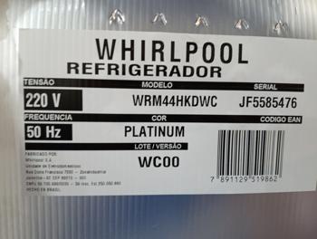 Heladera Marca Whirlpool Modelo Wrm44hkdwc Nuevo Sin Uso Litros 400 Acc No Tiene