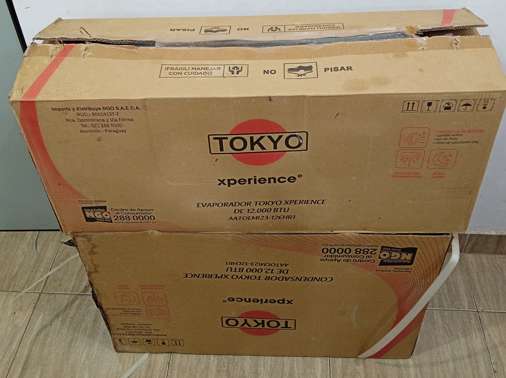 Aire Acondicionado Tipo Split Marca Tokyo Potencia Btu 12.000 Con Kit Instalacion Con Control Modelo Xperience Aatocmi23-12chr1 Nuevo Sin Uso Con Caja Acc C/ Manguerita Cable Manual